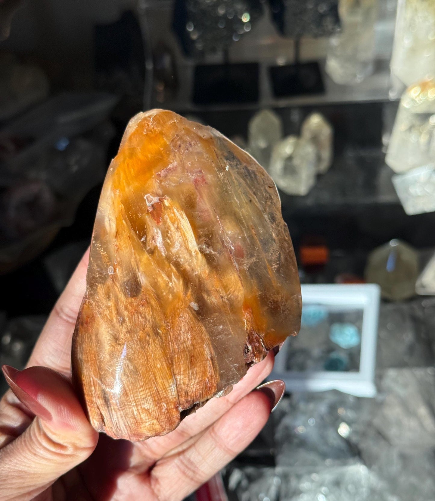 Rabbit Hair Quartz, Orange Rutilated Quartz, Amphibole Quartz, Orange Rutilated Quartz, Amphiboles, Rough Polished Amphibole, Crystal Gifts