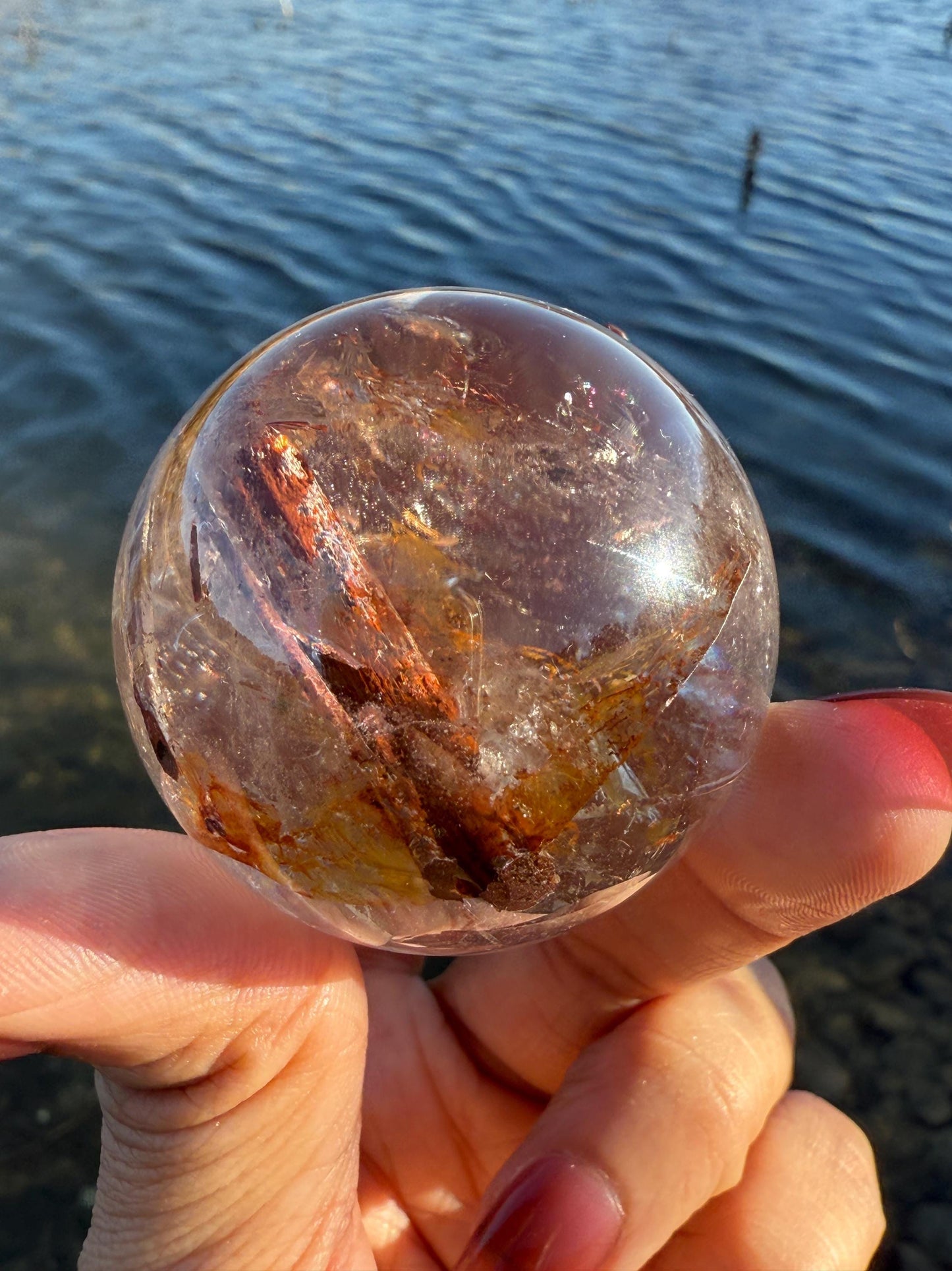 Red Rutile Quartz, Copper Rutilated Quartz Sphere, Copper Rutile, Rutilated Quartz, Crystals, Crystal Gifts, Unique Gift Idea,