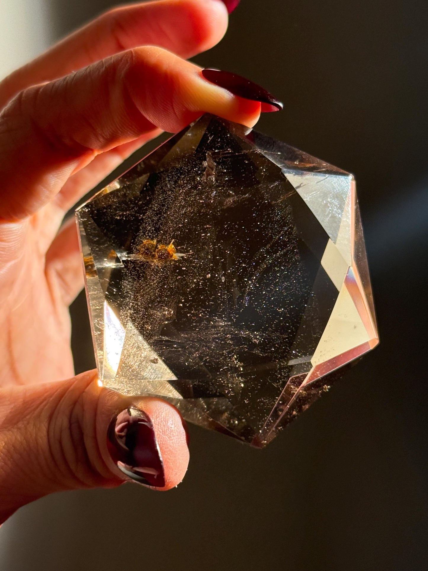 Crystal Hexagon Faceted Quartz, Star Of David Quartz, Faceted Smoky Quartz, Merkaba Quartz, Metaphysical Gifts, Crystal Gifts