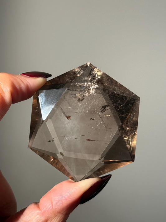 Crystal Hexagon Faceted Quartz, Star Of David Quartz, Faceted Smoky Quartz, Merkaba Quartz, Metaphysical Gifts, Crystal Gifts