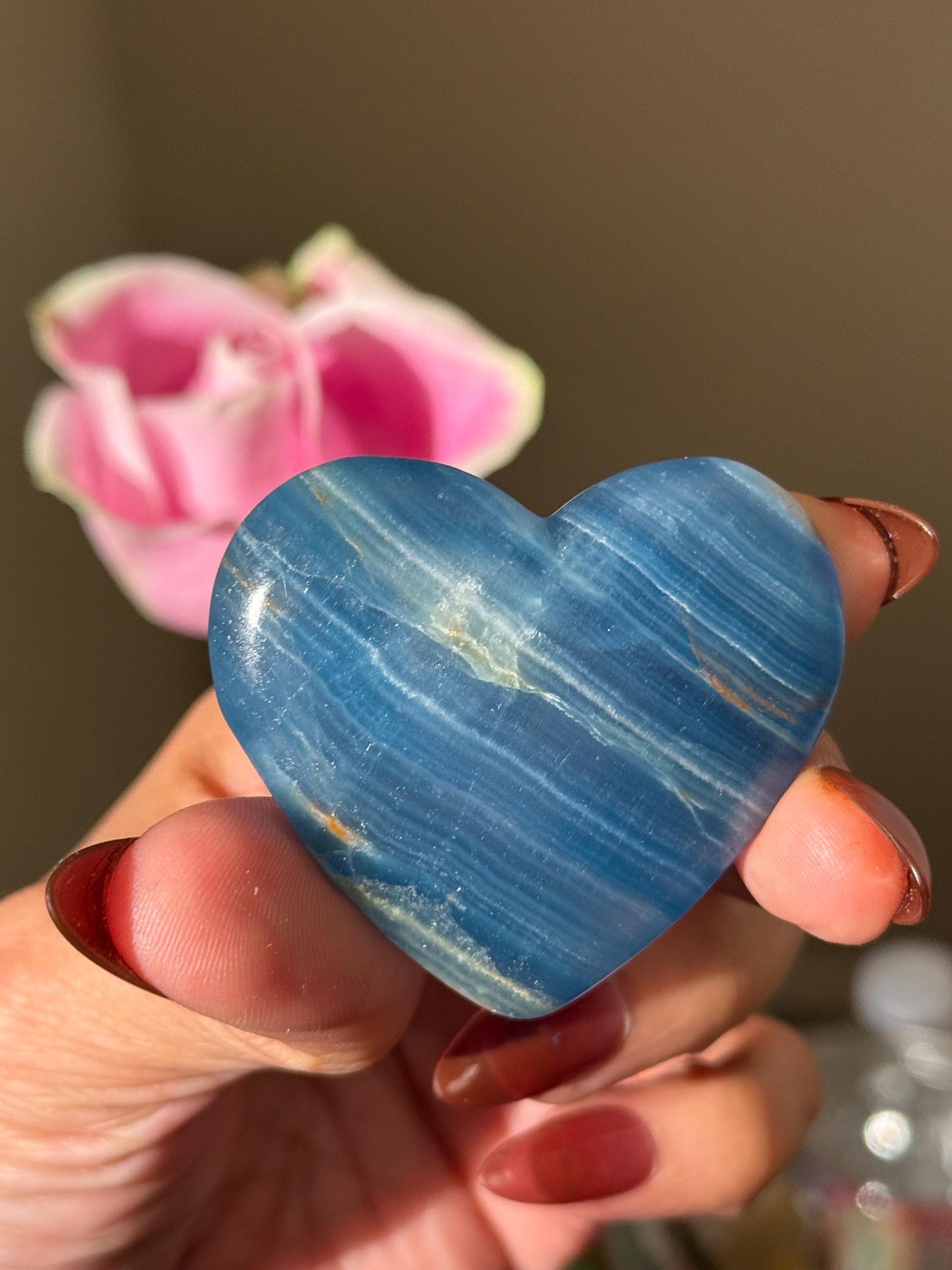 Blue Onyx Heart, BLUE ONYX, Lemurian Aquatine Heart, Crystal Gifts, Metaphysical Gifts, Valentines day Gift, Crystal Hearts, MINI