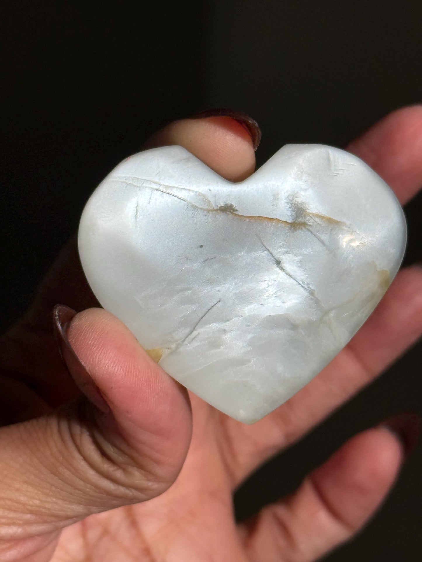 Sage Green Crystal Heart, Moon Stone Heart, Crystal Heart, Crystal Gifts,