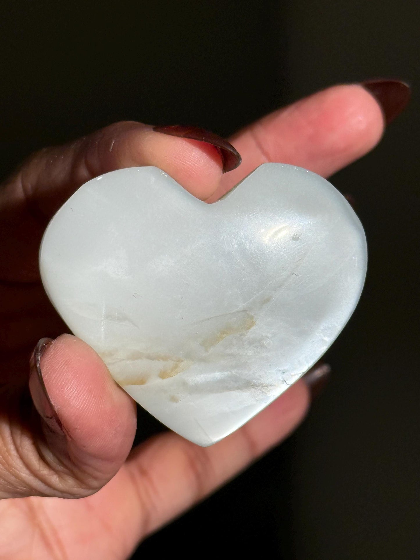 Sage Green Crystal Heart, Moon Stone Heart, Crystal Heart, Crystal Gifts,
