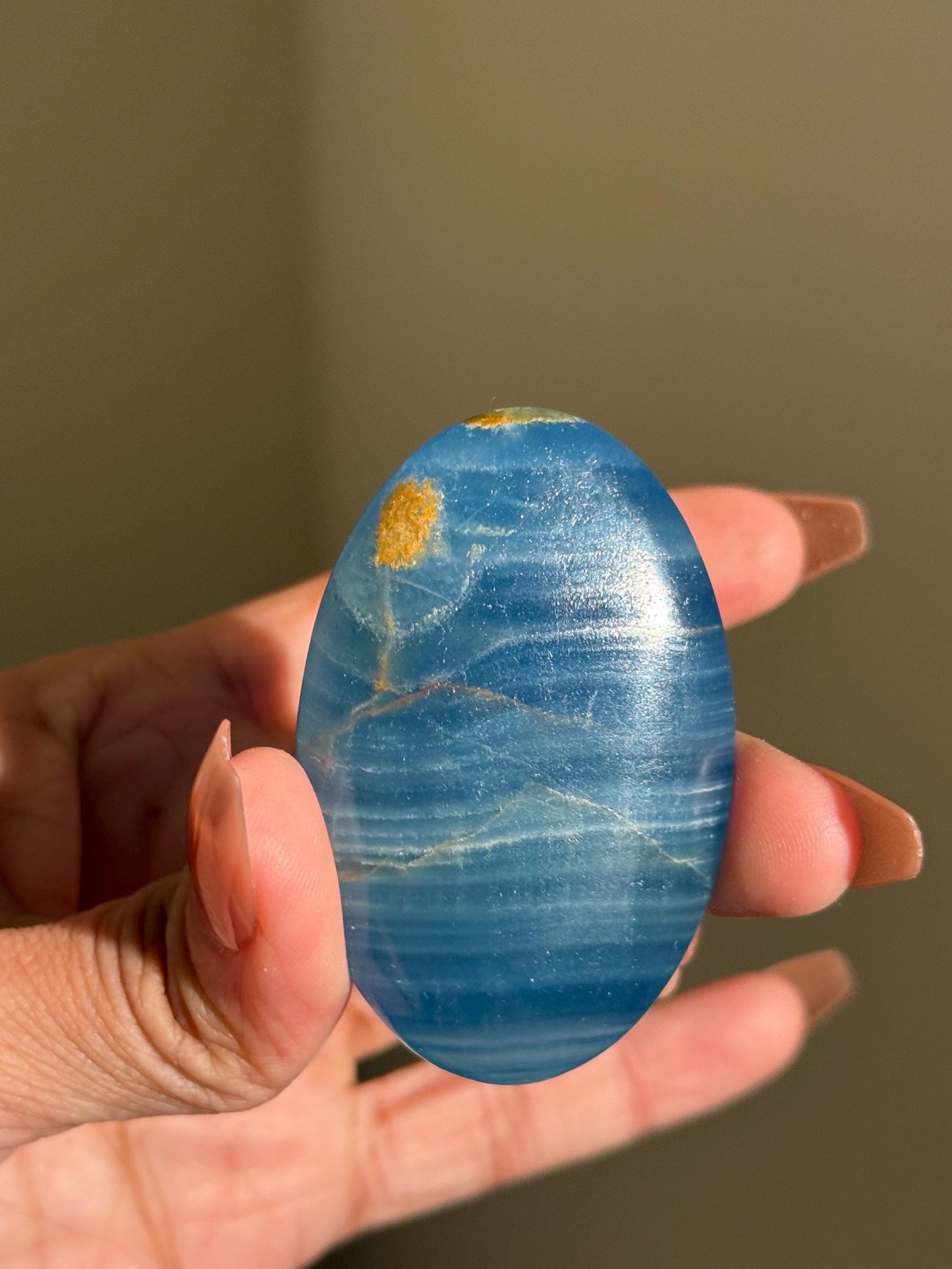Blue Onyx Palmstone, Lemurian Aquatine, Crystal, Aquarine Palmstone, Metaphysical Gifts, Valentines day Gift, Crystal Gifts, MINI