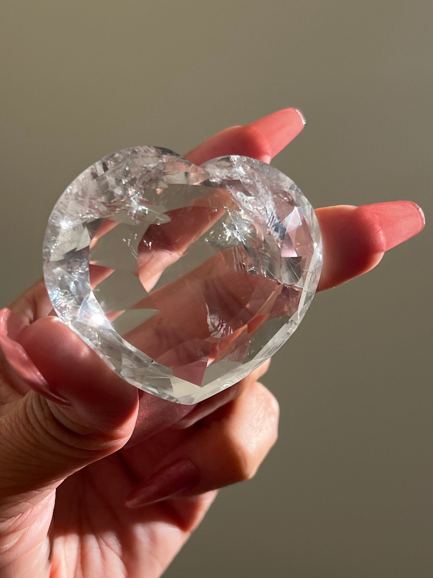 Gem Grade Quartz Heart, Faceted Heart From Brazil, Highest Quality Clear Quartz, Crystal Heart, Gift For Her, High Grade Gemstone,