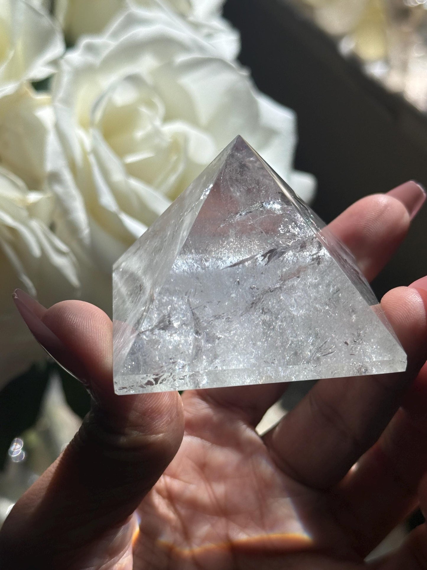Natural Clear Quartz Pyramid, Rainbow Clear Quartz, Spiritual Home Decoration, Egyptian Pyramid Decoration, High Frequency Quartz, Pyramid