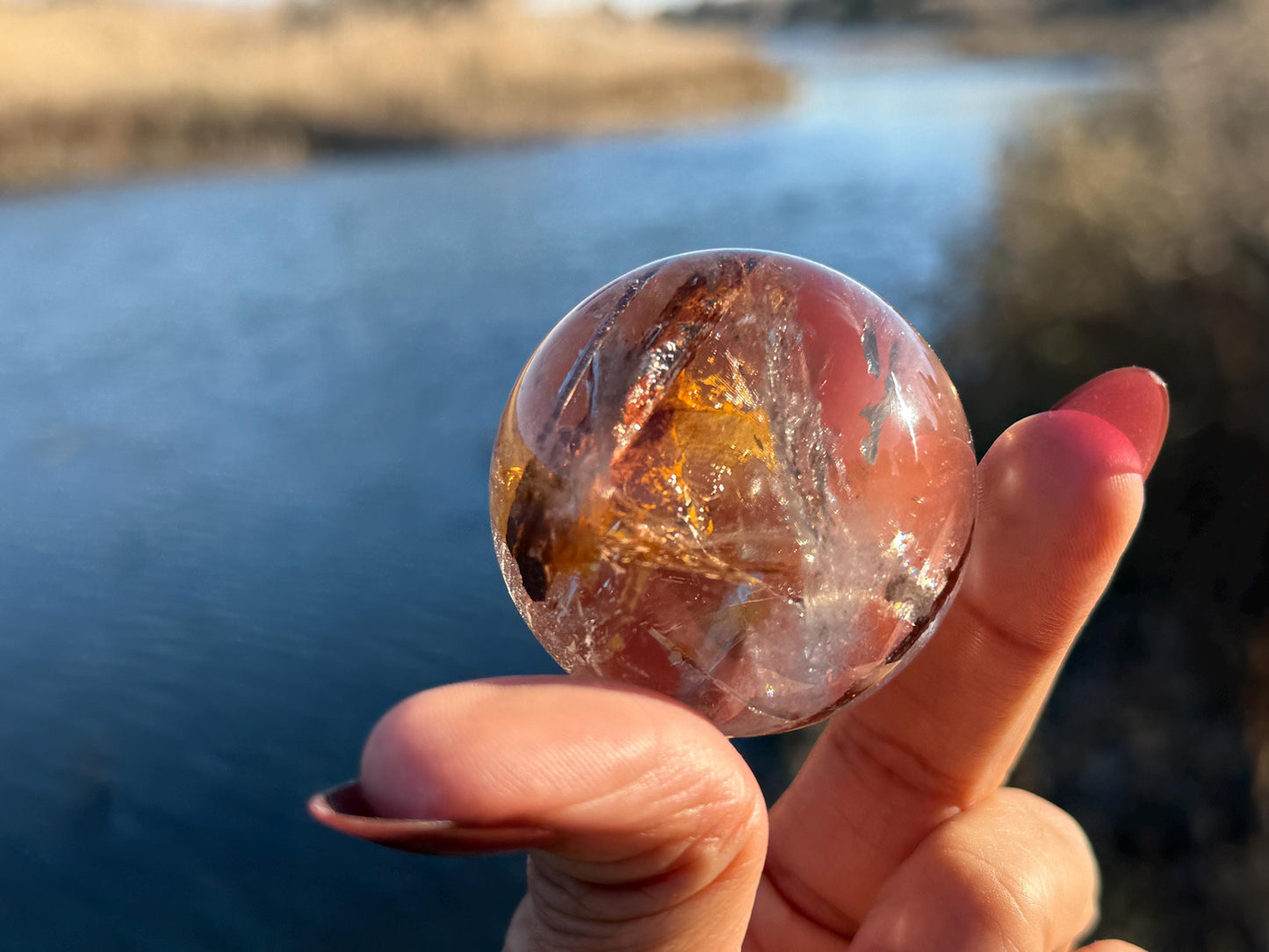 Red Rutile Quartz, Copper Rutilated Quartz Sphere, Copper Rutile, Rutilated Quartz, Crystals, Crystal Gifts, Unique Gift Idea,