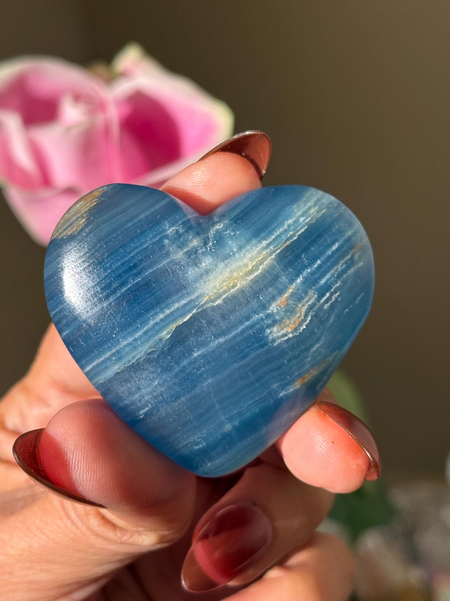 Blue Onyx Heart, BLUE ONYX, Lemurian Aquatine Heart, Crystal Gifts, Metaphysical Gifts, Valentines day Gift, Crystal Hearts, MINI
