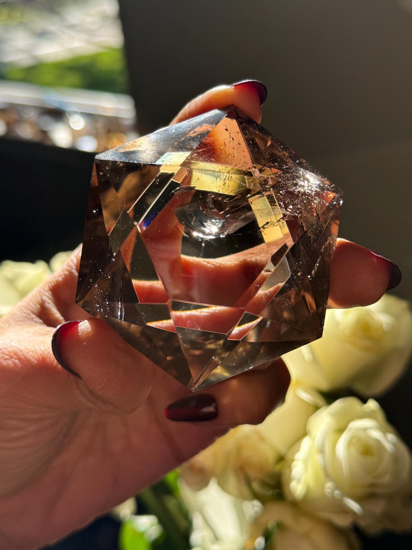 Crystal Hexagon Faceted Quartz, Star Of David Quartz, Faceted Smoky Quartz, Merkaba Quartz, Metaphysical Gifts, Crystal Gifts