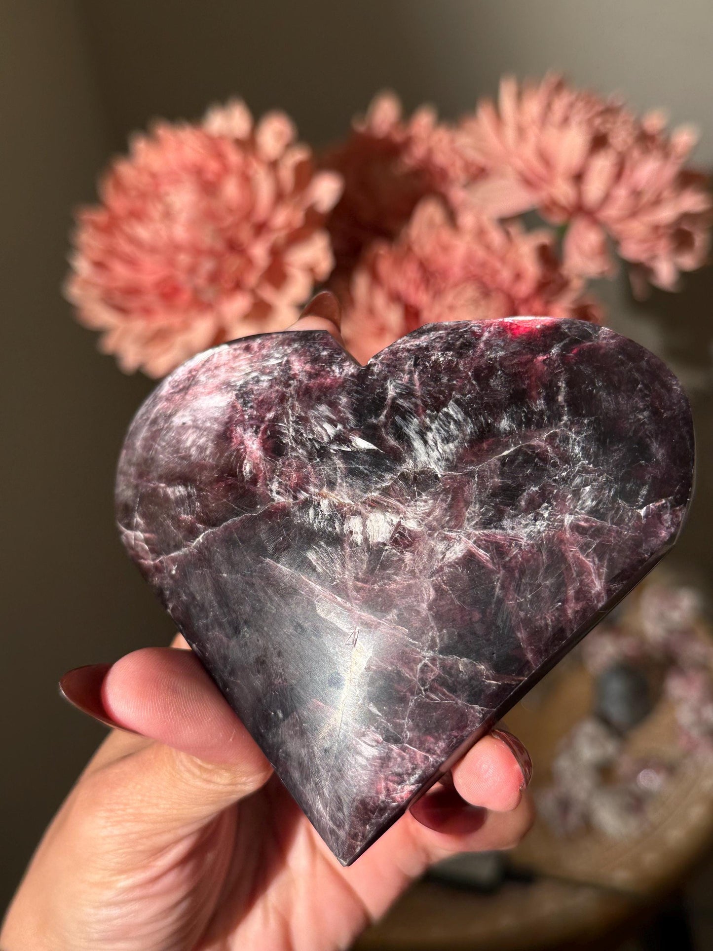Large Flashy Mica Heart, Mica Heart, High Grade Lepidolite, Purple Mica, Gemmy Lepidolite, Crystal Hearts, Crystal Gifts