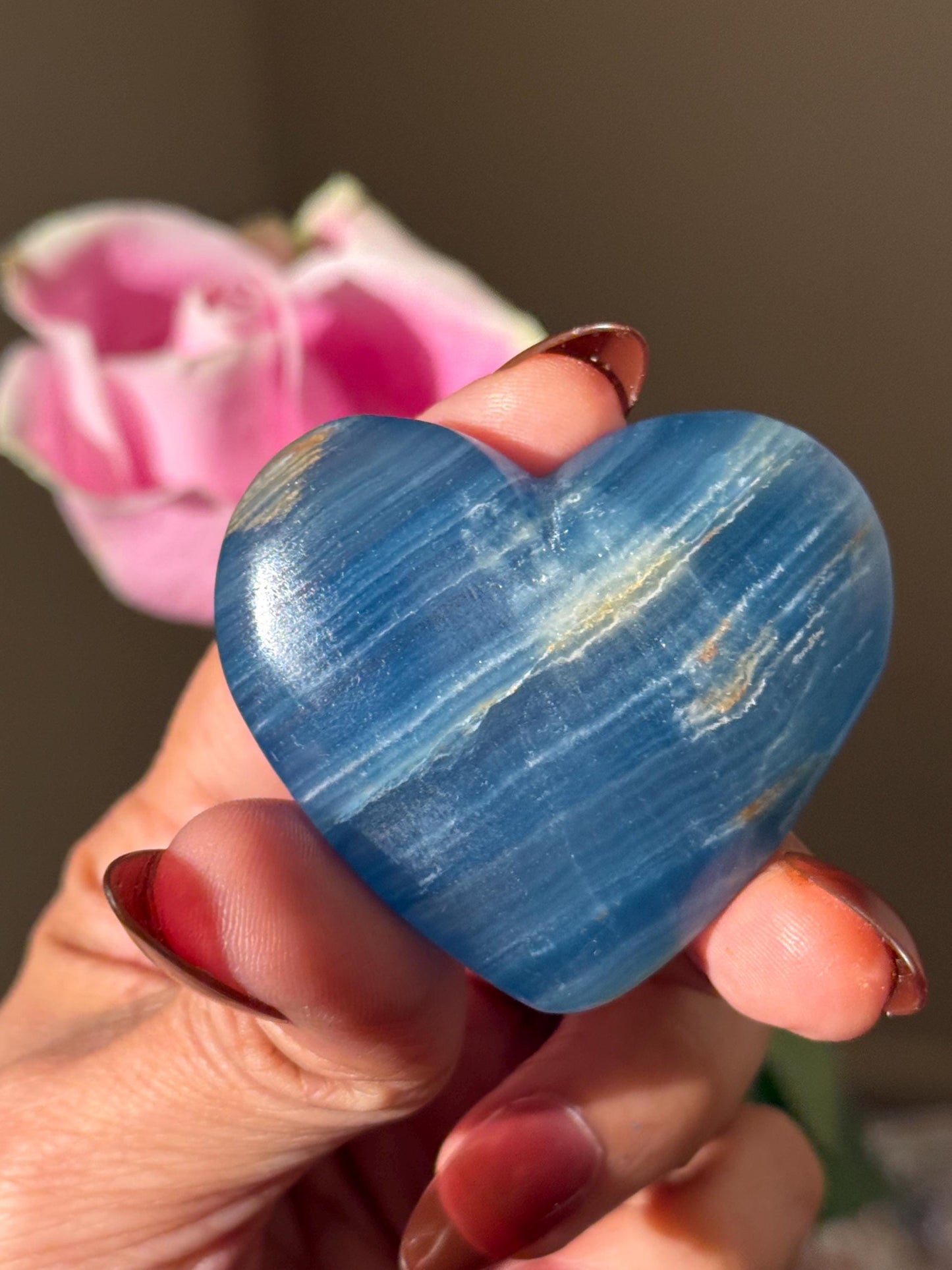 Blue Onyx Heart, BLUE ONYX, Lemurian Aquatine Heart, Crystal Gifts, Metaphysical Gifts, Valentines day Gift, Crystal Hearts, MINI