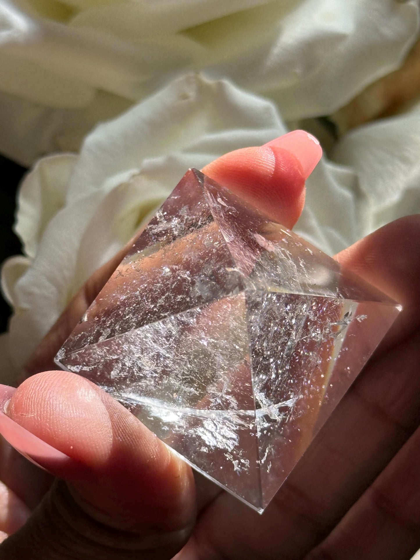 Small Natural Clear Quartz Pyramid, Rainbow Clear Quartz, Spiritual Home Decoration, Egyptian Pyramid Decoration, Small Pyramid