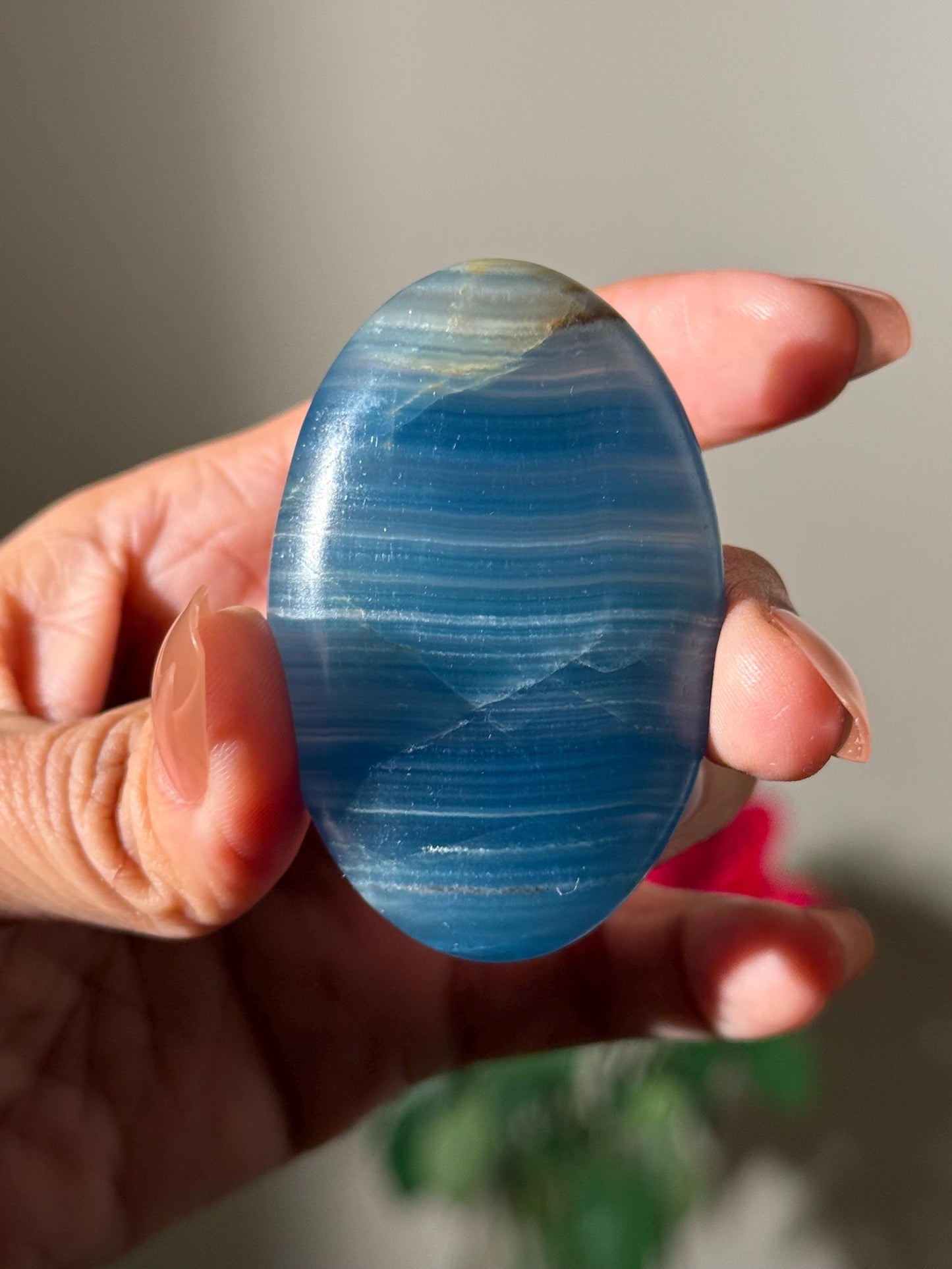 Blue Onyx Palmstone, Lemurian Aquatine, Crystal, Aquarine Palmstone, Metaphysical Gifts, Valentines day Gift, Crystal Gifts, MINI
