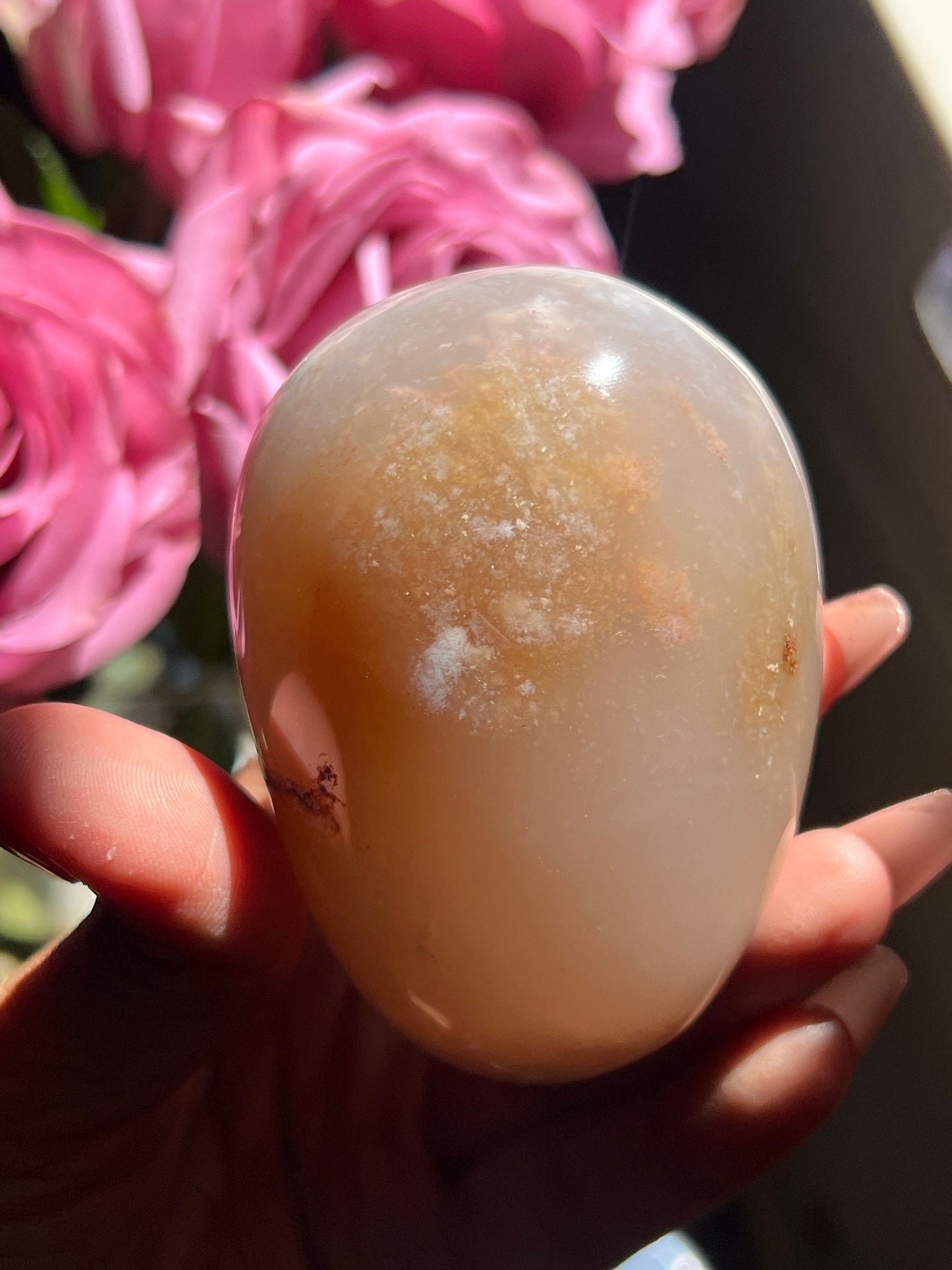 Pink Amethyst Flower Agate Egg, Pink Flower Agate, Flower Agate Egg, Crystal Gifts, Gift for Her, Home decoration, Flower Agate