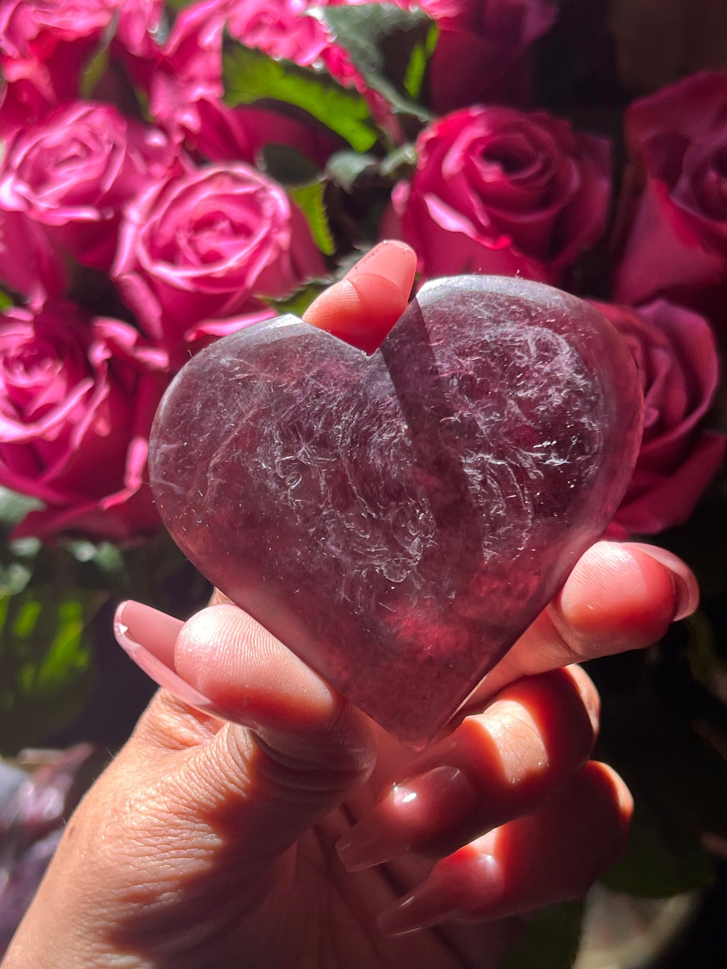 Purple Mica Heart, Lepidolite Heart, Crystal hearts, Gem Lepidolite, Mica Palm stone