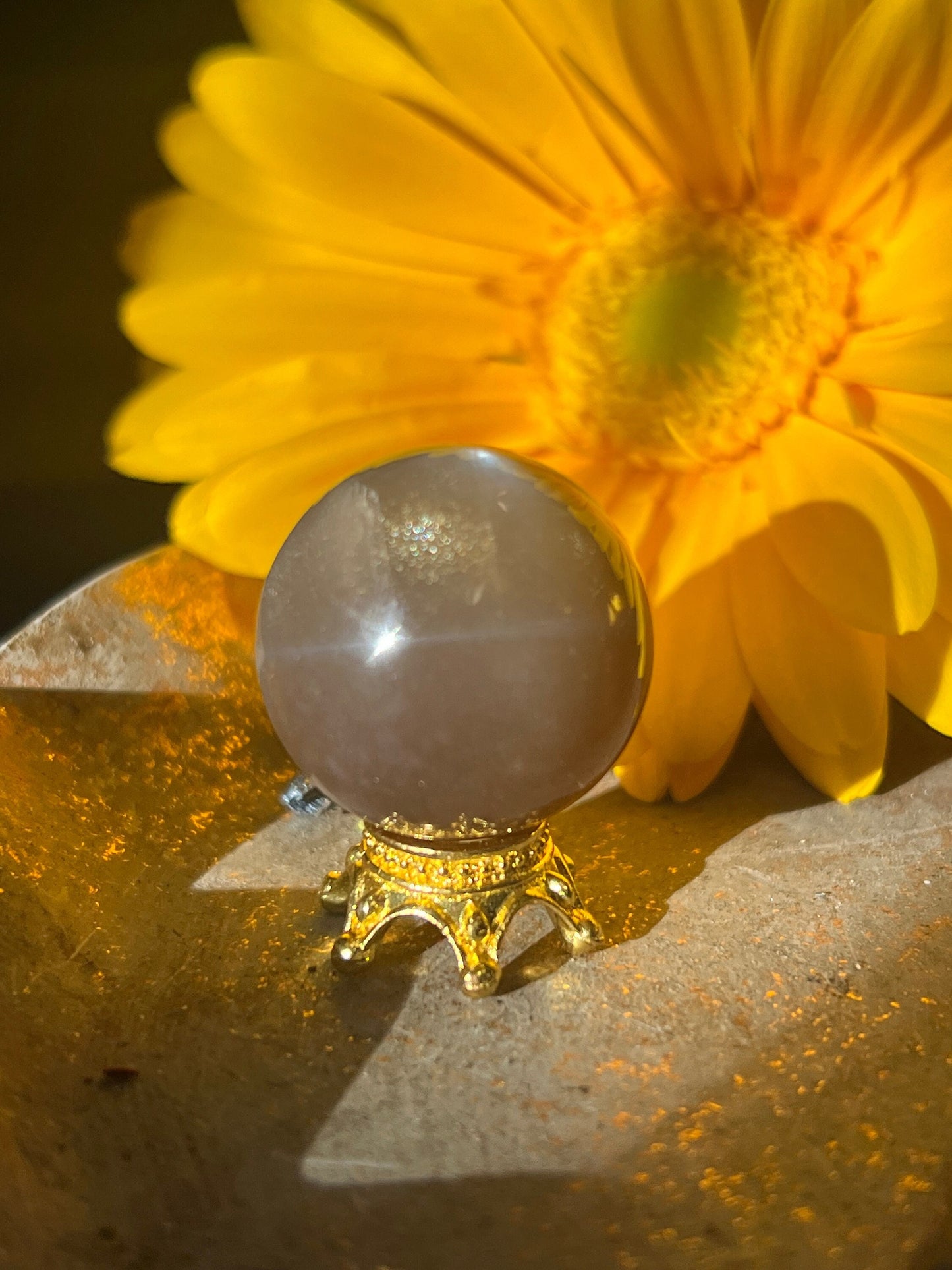 Sunstone Mini Sphere With Crown Holder, Translucent Peach Moonstone, Sunstone, Flashy Black Moonstone, Gemmy high quality moonstone, MINI