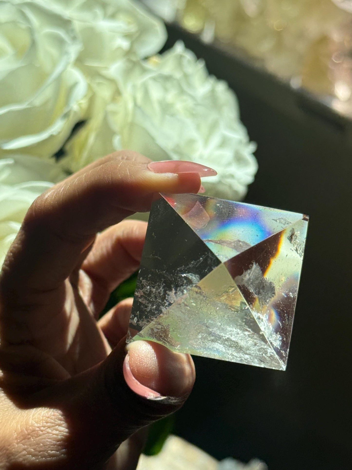 Natural Clear Quartz Pyramid, Rainbow Clear Quartz, Spiritual Home Decoration, Egyptian Pyramid Decoration, High Frequency Quartz, Pyramid