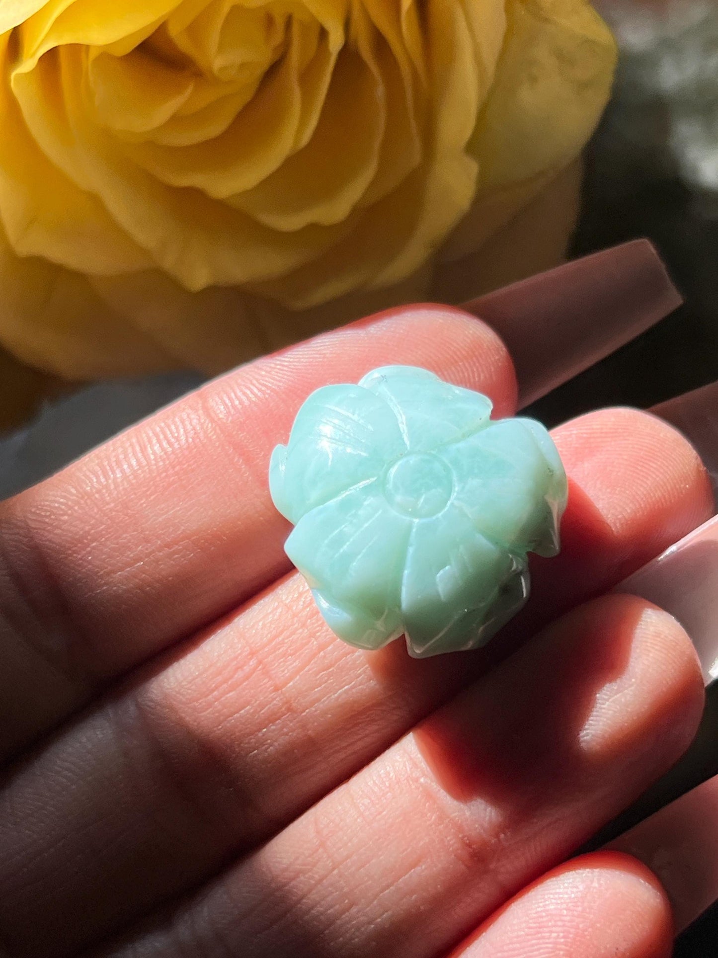 Precious Larimar Flower, Larimar Charm, Larimar Flower, Larimar Cab, Larimar stone cabs, Crystal Gifts, Spiritual Gifts, Crystal Jewelry