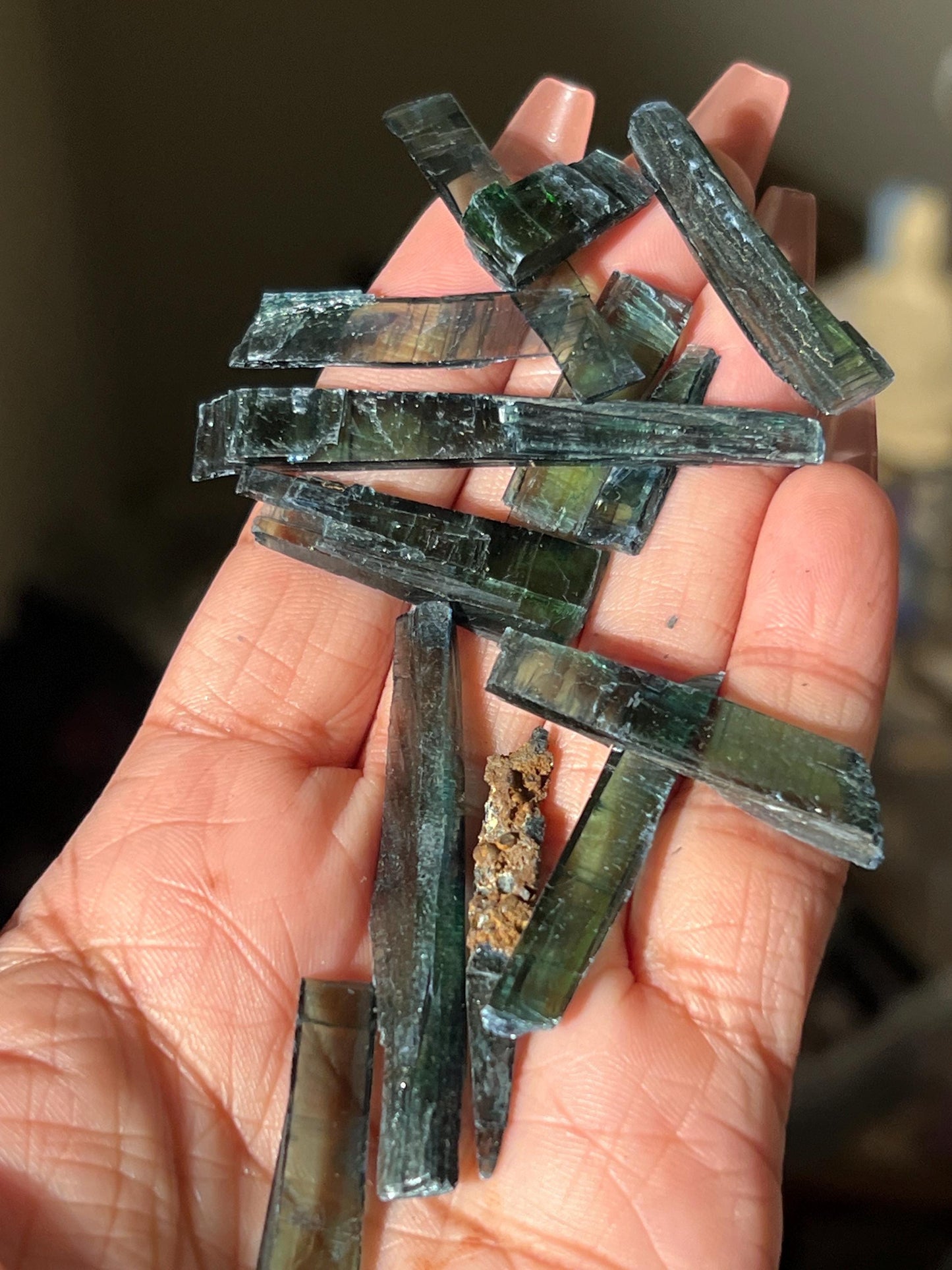 Bottle of Vivinite, Vivianite from Brazil, Raw Specimen, Home Decor, Vivianite, Crystal Gifts,