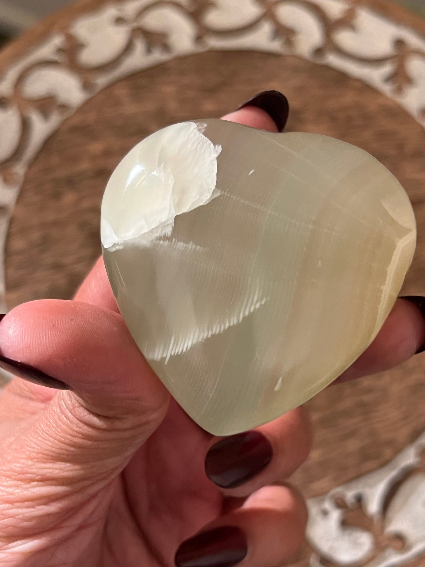 Green Calcite Heart, UV reactive Calcite, High Quality Green Calcite, Pistachio Calcite From Afghanistan