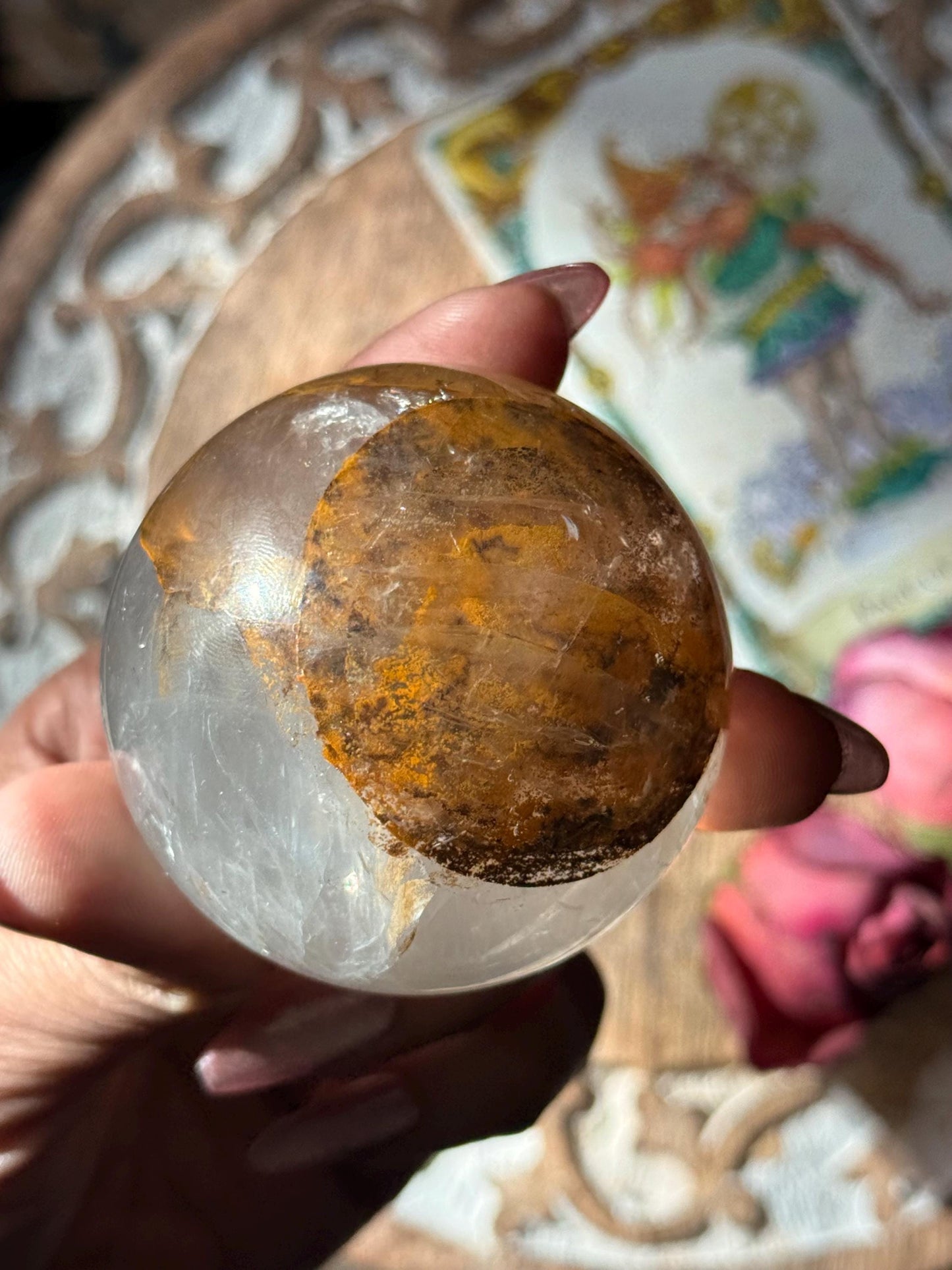 Dendritic Quartz Sphere, Girasol Quartz With Dendrites, Dendritic, Giralsol sphere Healing Crystals, Crystals, Metaphysical Crystals