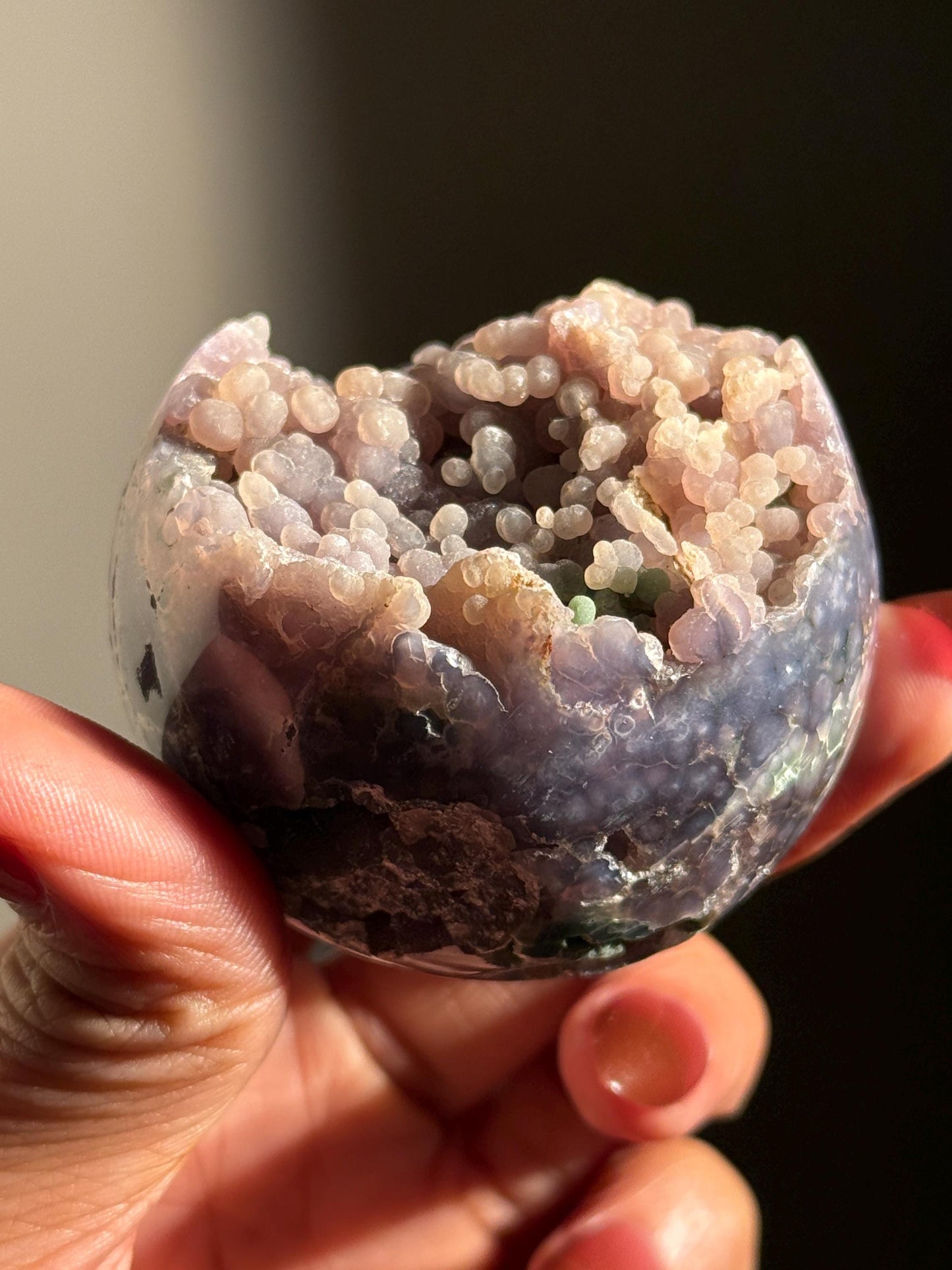 Grape Agate Sphere, Druzy Grape Agate, Botryoidal Chalcedony, Grape Agate Cluster, Purple Chalcedony, Regular grade