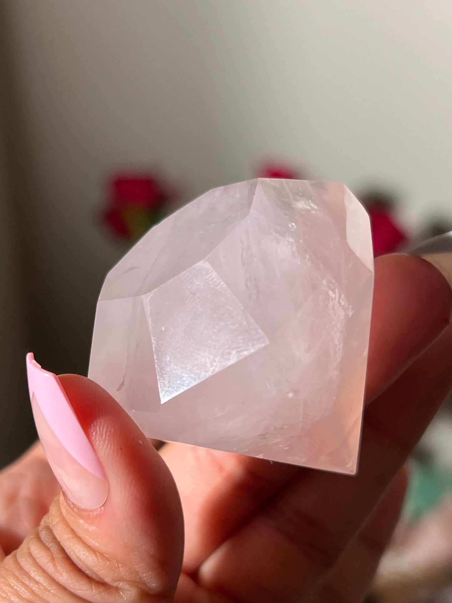 Small Rose Quartz Diamond Carving, Rose Quartz Diamond, Authentic Natural Rose Quartz, Rose Quartz, Crystals Gift, Metaphysical gits,