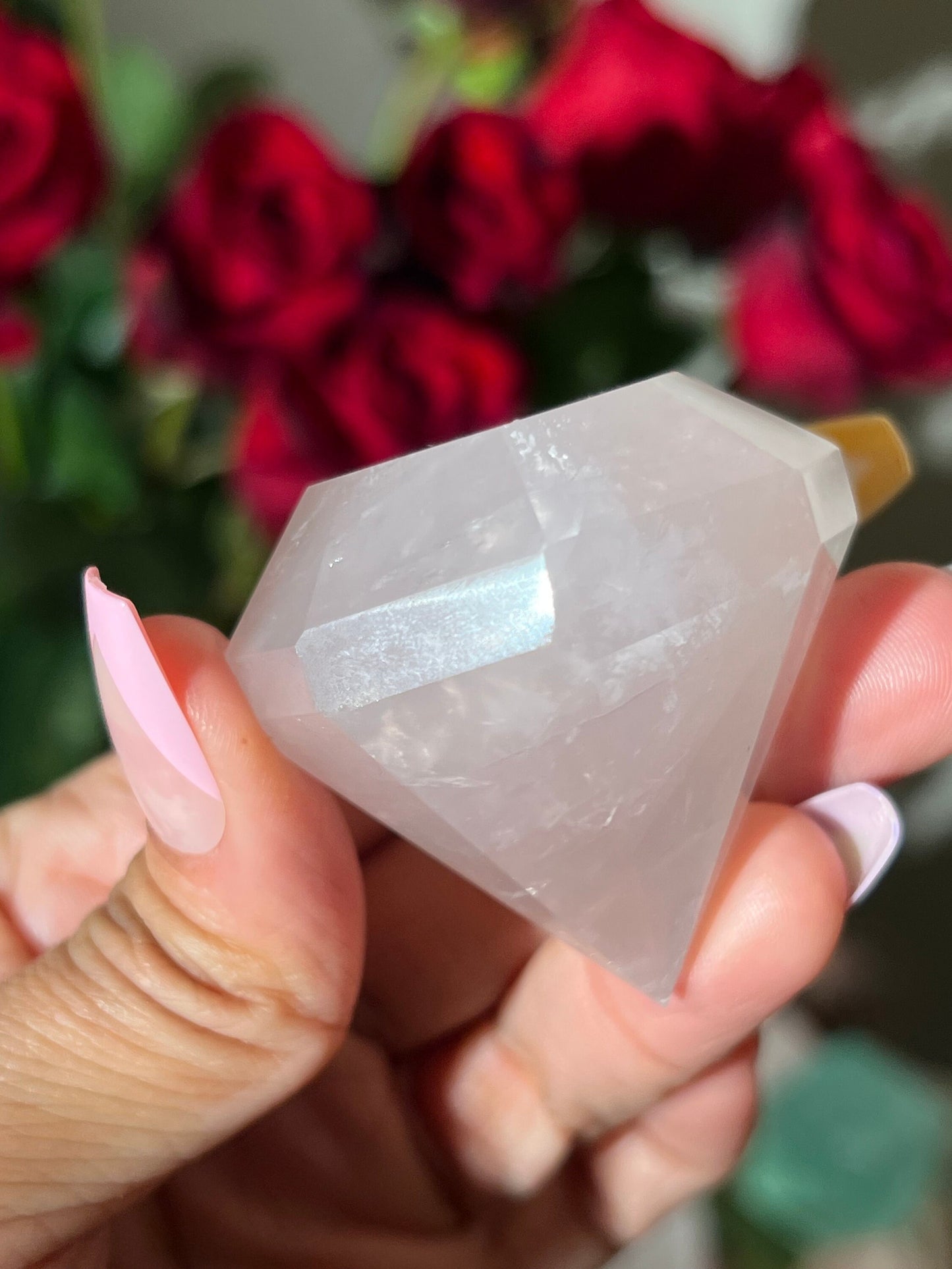 Small Rose Quartz Diamond Carving, Rose Quartz Diamond, Authentic Natural Rose Quartz, Rose Quartz, Crystals Gift, Metaphysical gits,