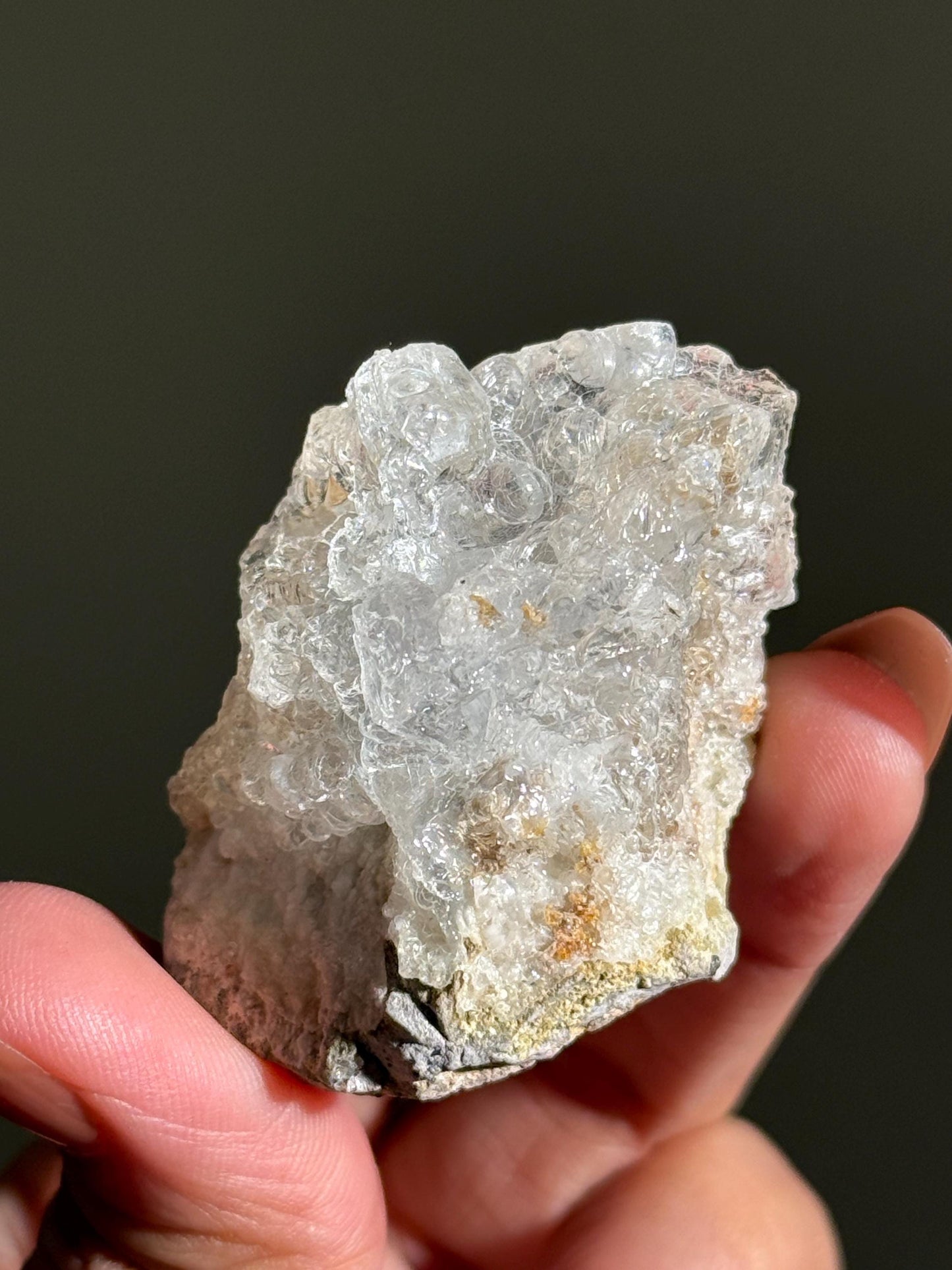 Hyalite Opal With Pyrite on Matrix, UV Reactive Hyalite, Hyalite, Glassy Hyalite, Fossils and Rocks, Raw Crystal Specimen, Crystal Gifts,