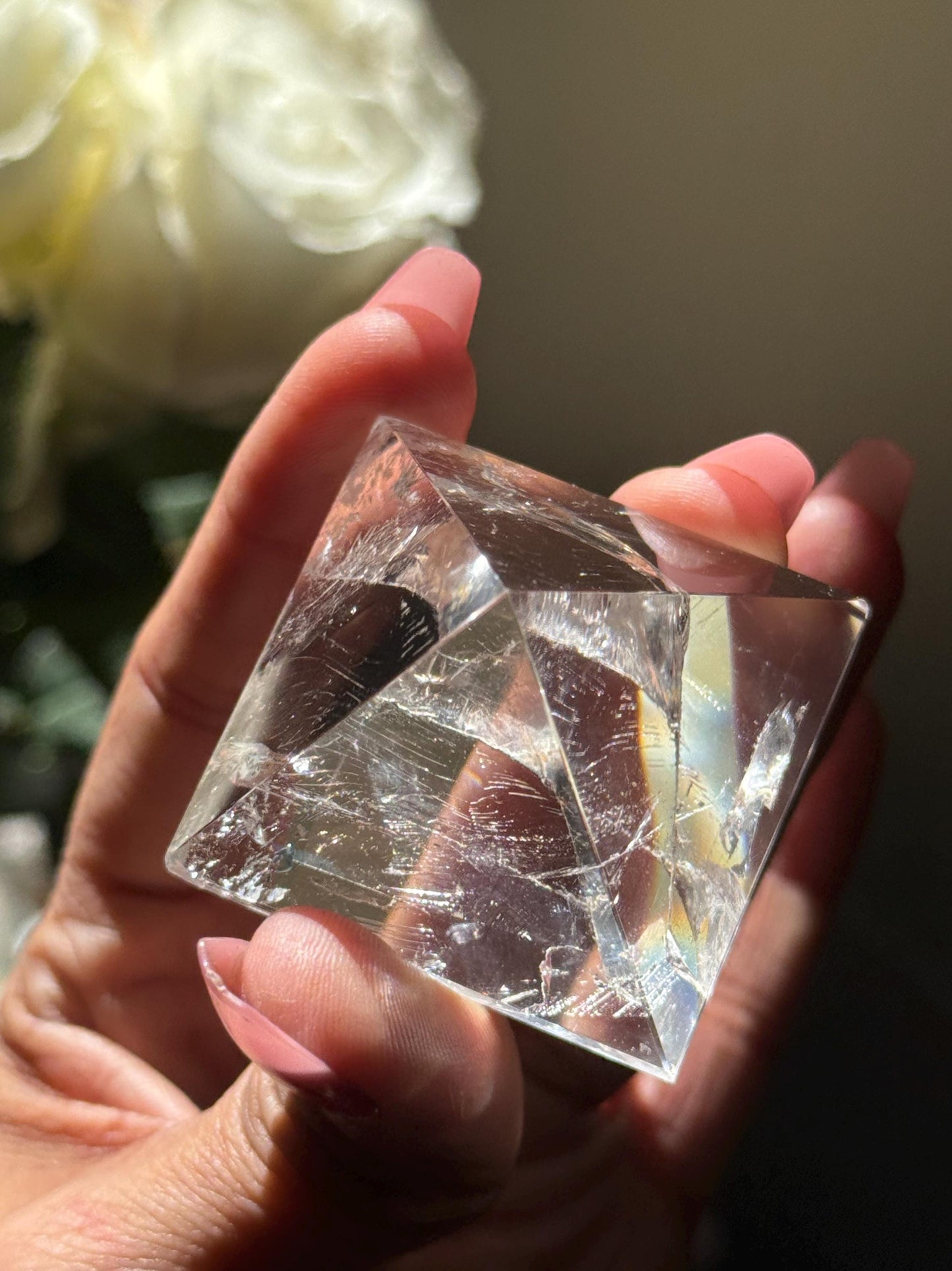 Natural Clear Quartz Pyramid, Rainbow Clear Quartz, Spiritual Home Decoration, Egyptian Pyramid Decoration, High Frequency Quartz, Pyramid
