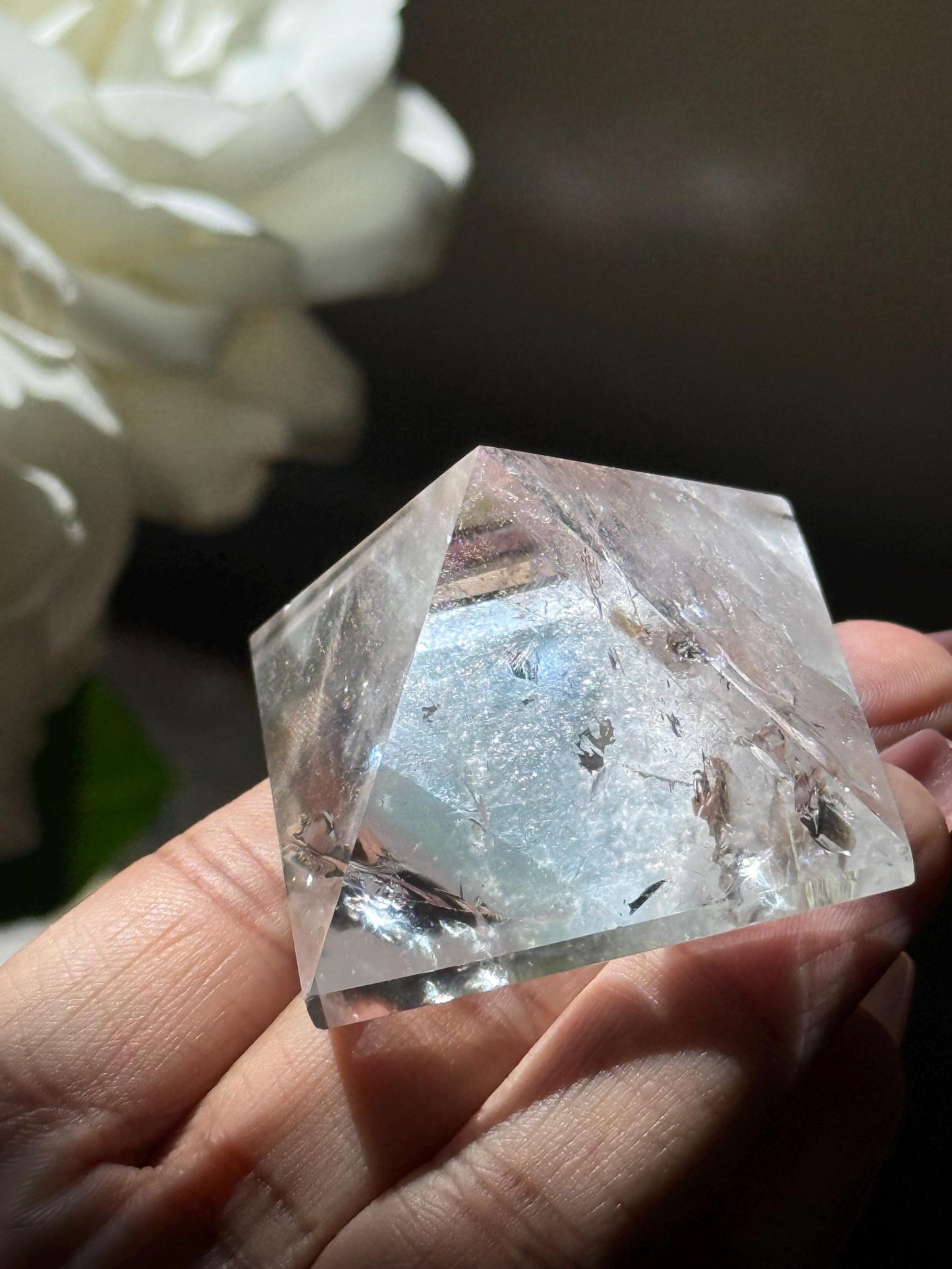 Natural Clear Quartz Pyramid, Rainbow Clear Quartz, Spiritual Home Decoration, Egyptian Pyramid Decoration, High Frequency Quartz, Pyramid