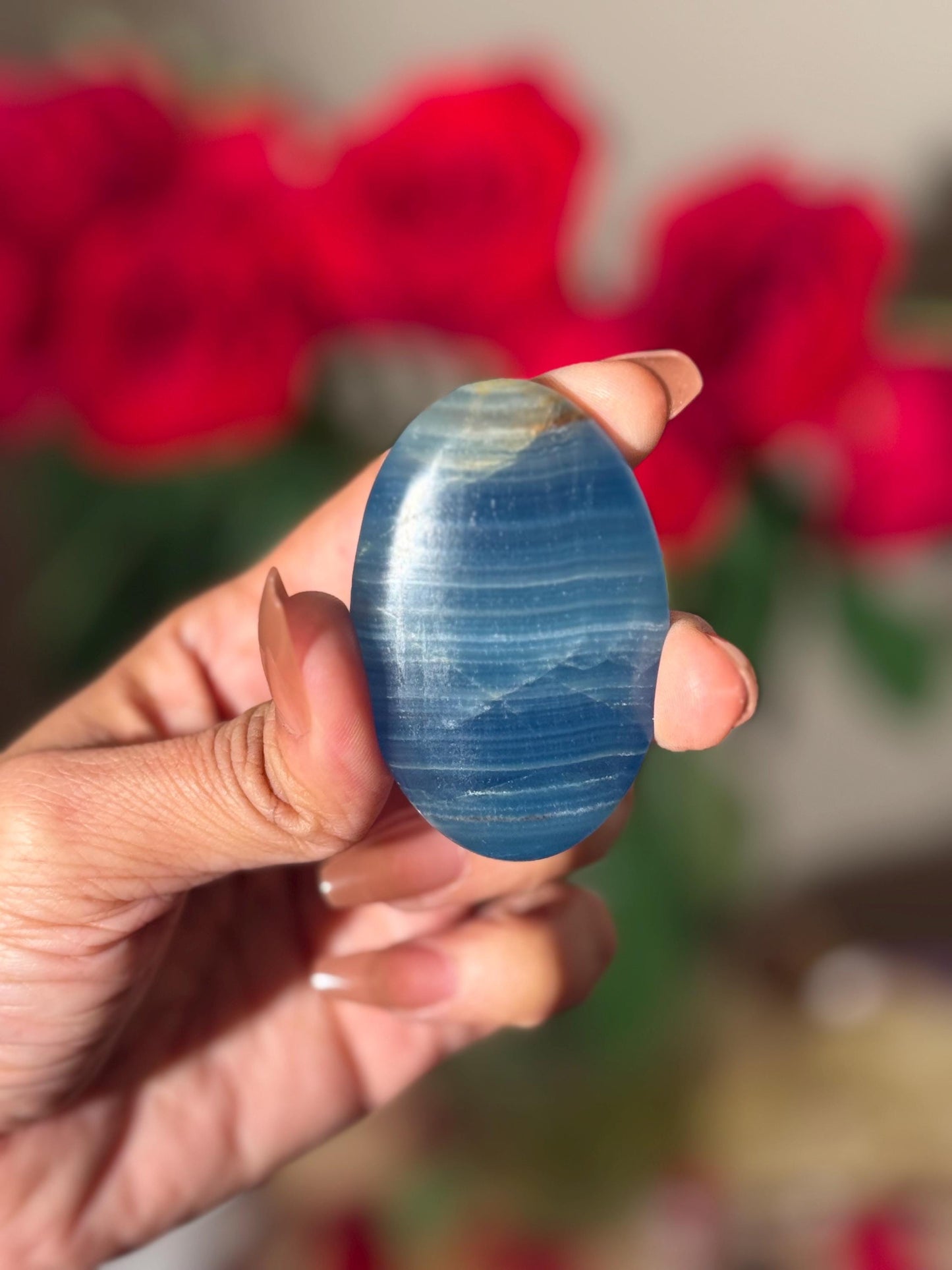 Blue Onyx Palmstone, Lemurian Aquatine, Crystal, Aquarine Palmstone, Metaphysical Gifts, Valentines day Gift, Crystal Gifts, MINI