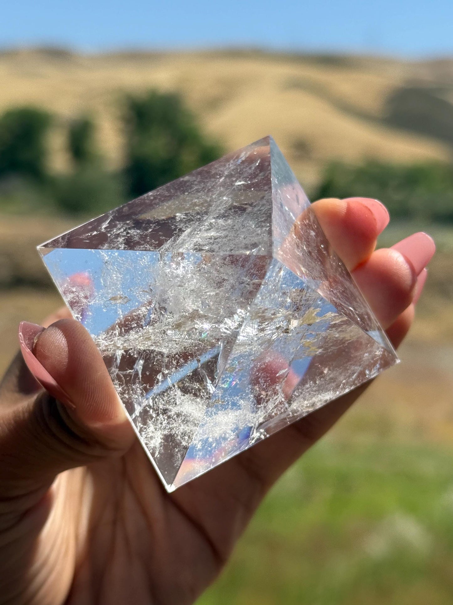 Natural Clear Quartz Pyramid, Rainbow Clear Quartz, Spiritual Home Decoration, Egyptian Pyramid Decoration, High Frequency Quartz, Pyramid