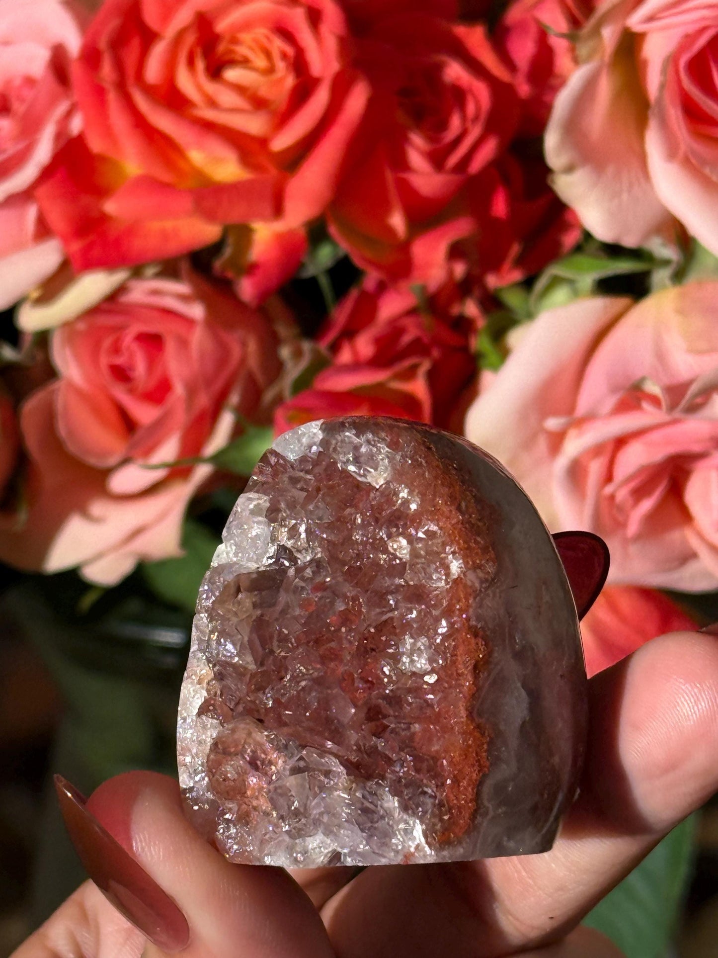 Mini Red Rainbow Amethyst, Galaxy Amethyst, Pink Amethyst, Amethyst Geode Cut base, Crystals, Crystal Gift, Crystal MINIS