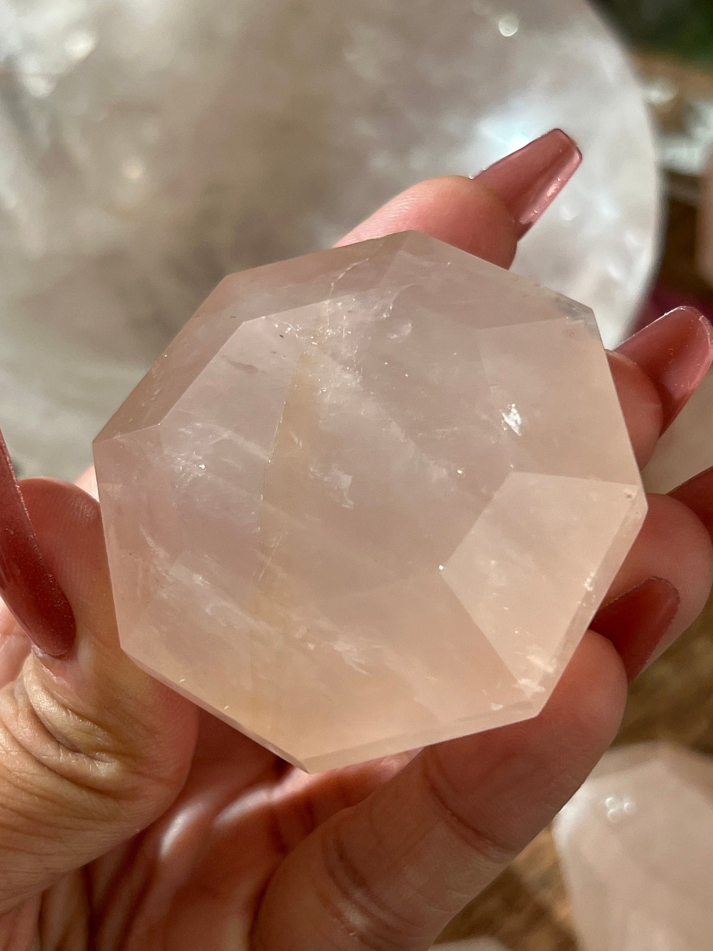 Rose Quartz Diamond Carving, Rose Quartz Diamond, Authentic Natural Rose Quartz, Rose Quartz, Crystals Gift, Metaphysical gits, Gift for Her