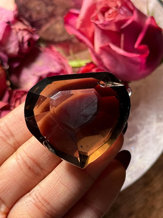 Faceted Smoky Quartz Heart, Smoky Quartz Heart, Highest Quality Quartz, Faceted Crystals, Faceted Smoky Quartz, Crystal Gifts,