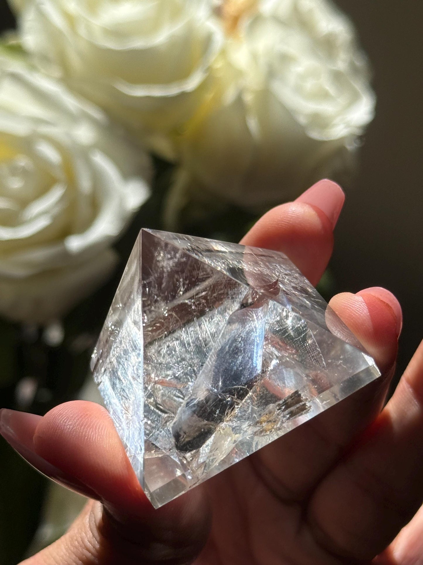 Natural Clear Quartz Pyramid, Rainbow Clear Quartz, Spiritual Home Decoration, Egyptian Pyramid Decoration, High Frequency Quartz, Pyramid