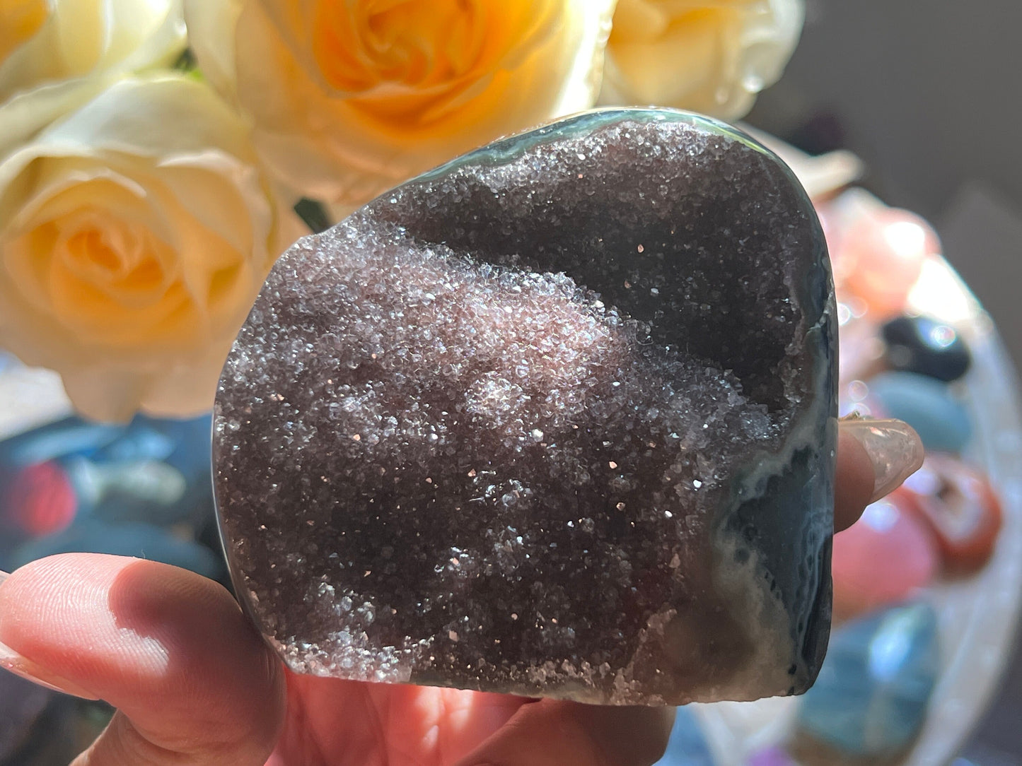 Sugar Druzy Geode, Cut Base Amethyst, Amethyst, Amethyst Geode Cut base, Crystals, Crystal Gift