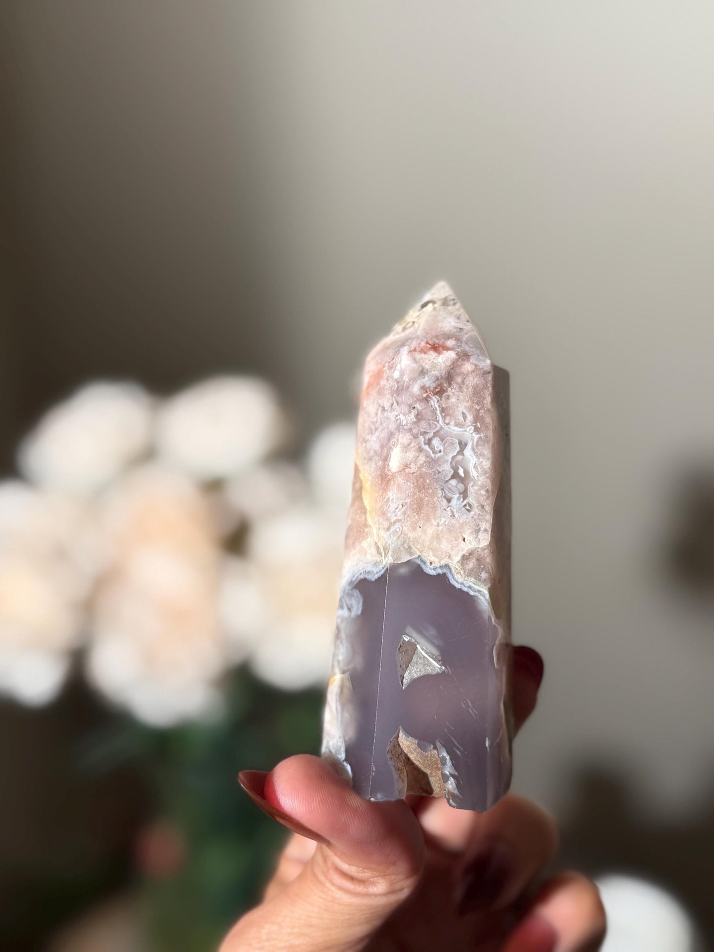 Black Flower Agate Tower, Pink and GREY Flower Agate, Flower Agate, Crystal Gifts, Metaphyiscal Gifts,
