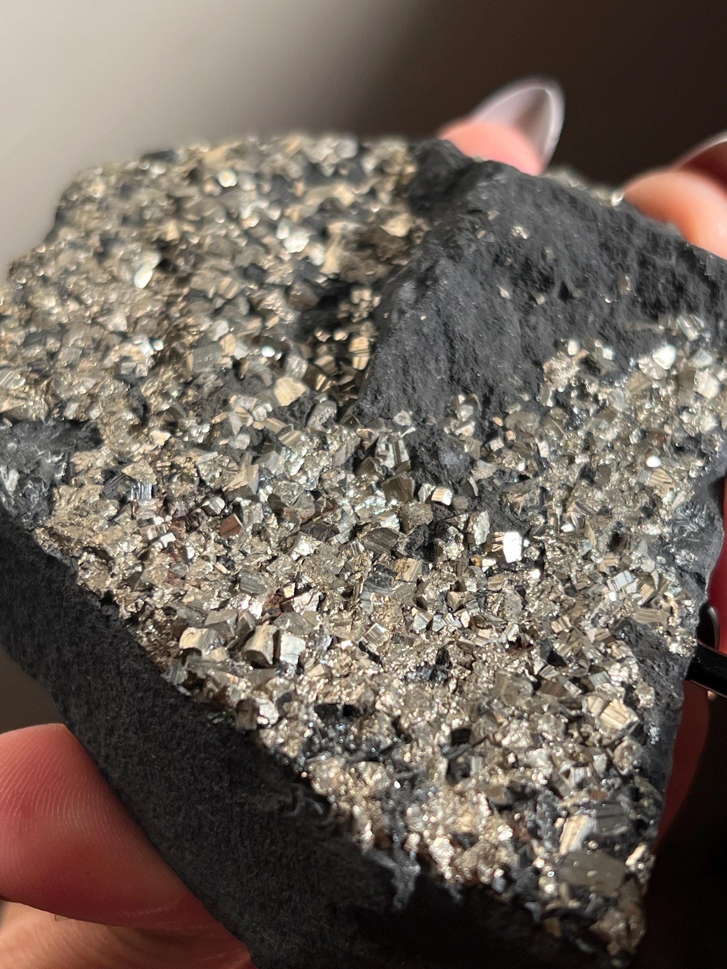 Shungite with Pyrite On Stand, Natural Shungite, Shungite with Pyrite, Raw Shungite, Crystal Gifts, Metaphysical Gifts, Spiritual Decor