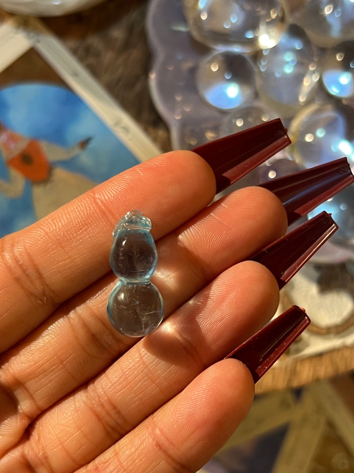 High Grade Aquamarine Gourd Carving, Aquamarine, Aquamarine Fruit Carving, Blue Aquamarine, Gourd Charm, Aquamarine Stones, Gift for her