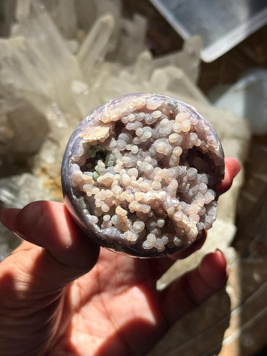 Grape Agate Sphere, Druzy Grape Agate, Botryoidal Chalcedony, Grape Agate Cluster, Purple Chalcedony, Regular grade