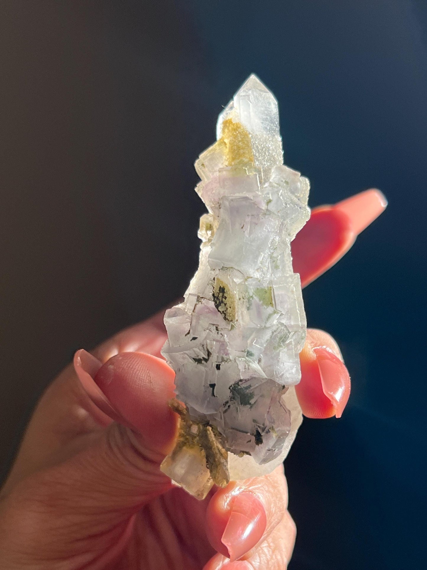 YGX Fluorite, Yaogangxian Fluorite, Porcelain Fluorite Specimen, Fluorite on Quartz, Fluorite Specimen, Crystal Gifts, Fluorite with Pyrite
