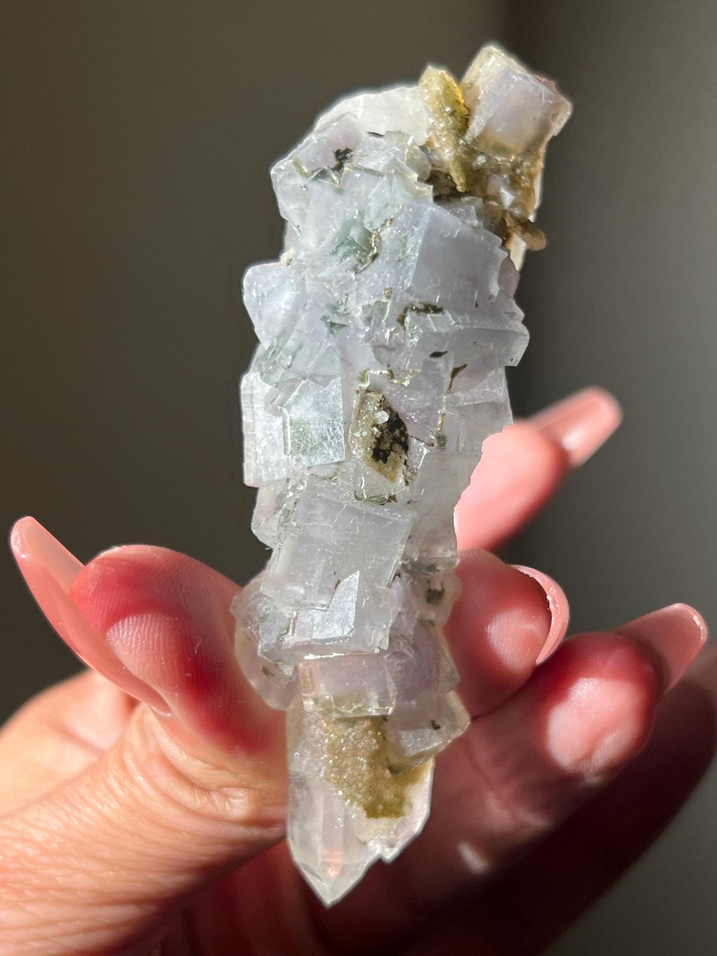 YGX Fluorite, Yaogangxian Fluorite, Porcelain Fluorite Specimen, Fluorite on Quartz, Fluorite Specimen, Crystal Gifts, Fluorite with Pyrite