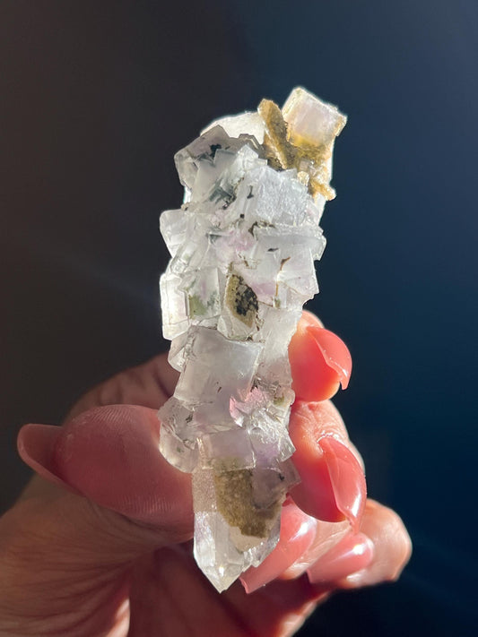 YGX Fluorite, Yaogangxian Fluorite, Porcelain Fluorite Specimen, Fluorite on Quartz, Fluorite Specimen, Crystal Gifts, Fluorite with Pyrite