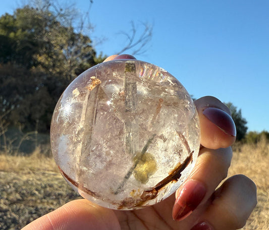 Rutile Quartz with Mica, White Rutilated Quartz Sphere, Rutile, Rutilated Quartz, Mica Quartz, Crystals, Crystal Gifts, Unique Gift Idea,