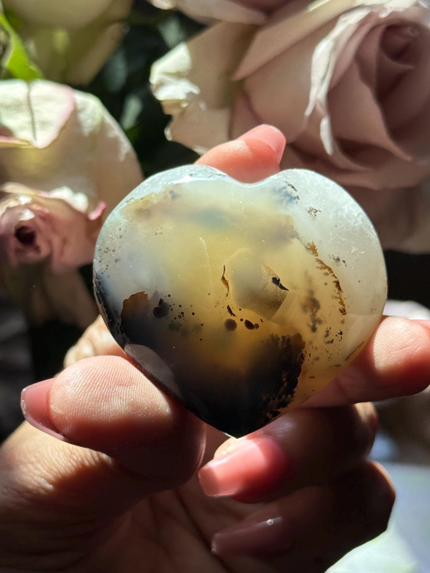 Dendritic Agate Heart, Milky Blue Dendrite, Dendritic Agate, Dendrite, Crystal Hearts, Crystal Gifts, Metaphysical Gifts,