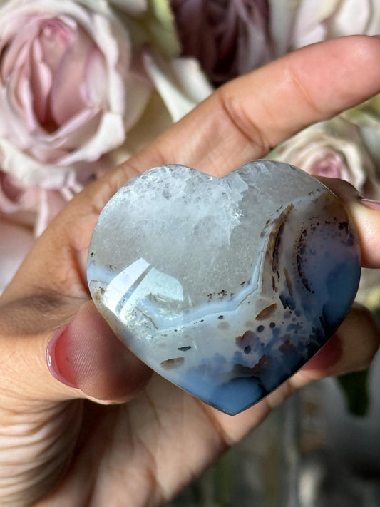 Dendritic Agate Heart, Milky Blue Dendrite, Dendritic Agate, Dendrite, Crystal Hearts, Crystal Gifts, Metaphysical Gifts,