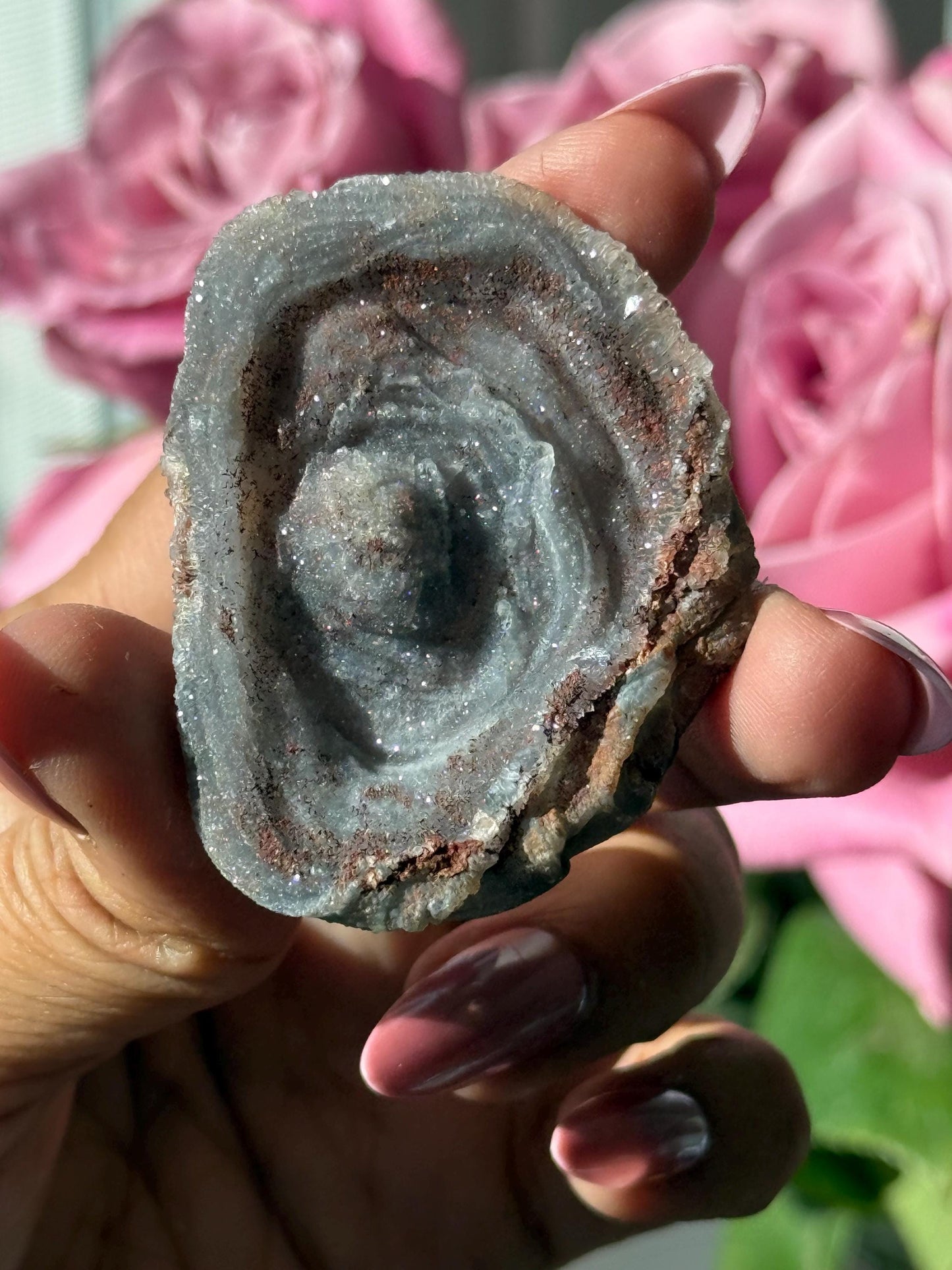 Druzy Chalcedony, Galaxy Chalcedony, Druzy Chalcedony Specimen, Natural Raw Chalcedony, Raw Blue chalcedony, Fossils, Crystal Gifts,