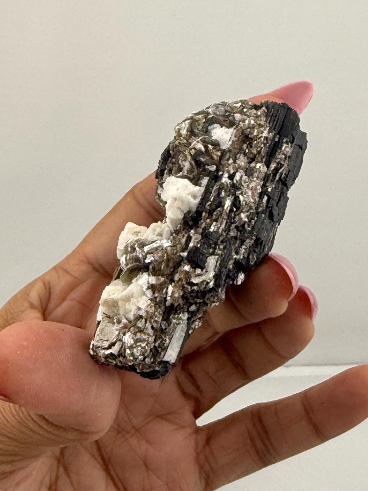 Black Tourmaline with Mica, Raw Black Tourmaline, Tourmaline mineral, Raw Crystal Specimen, Crystal Gifts, Home Decor